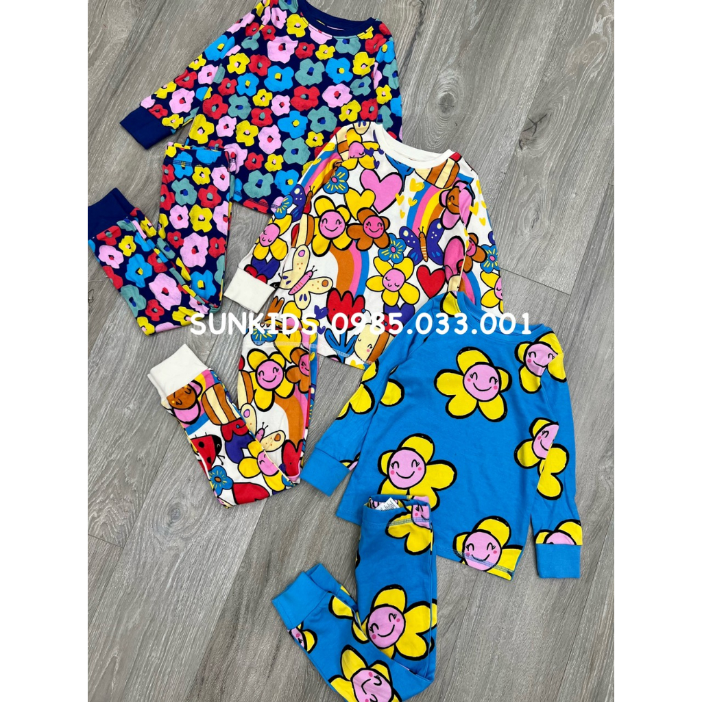 Bộ thu đông bé gái cotton Họa tiết Hoa