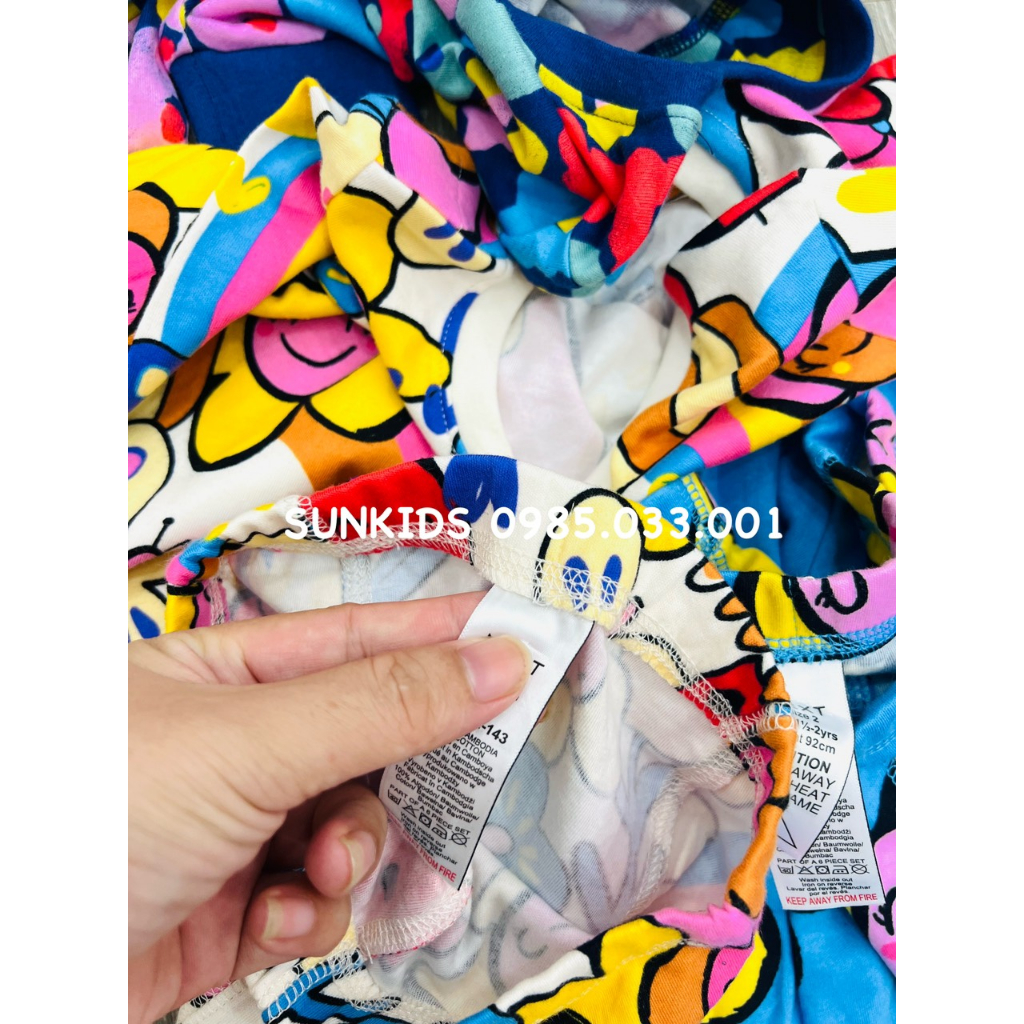 Bộ thu đông bé gái cotton Họa tiết Hoa