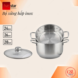 Hấp Fivestar 28cm 3 đáy nắp kính
