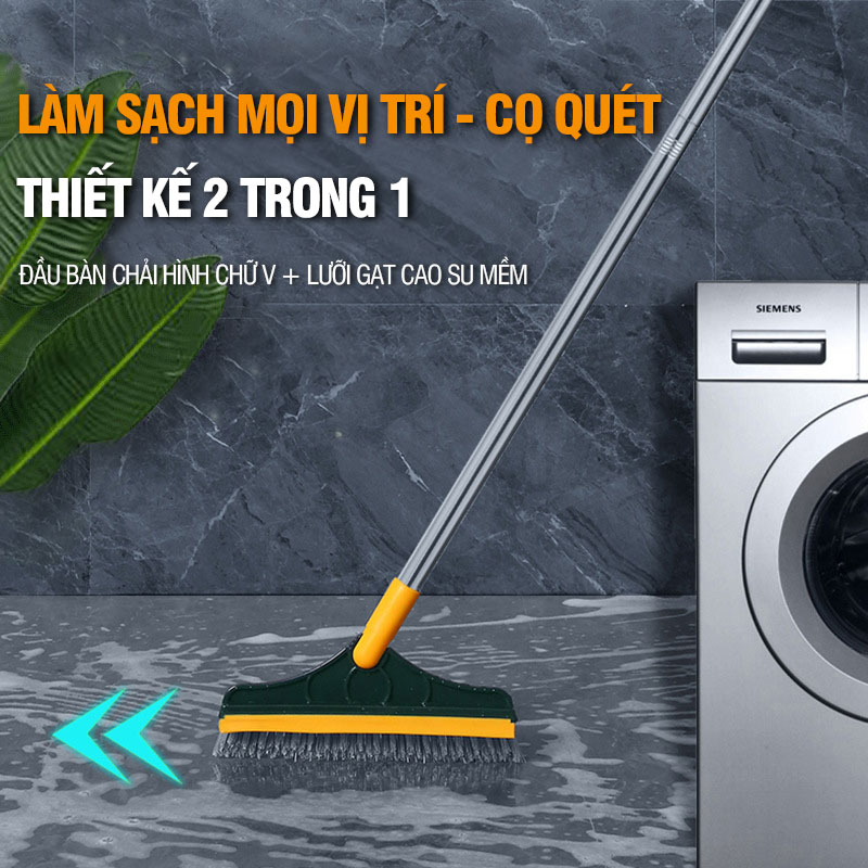 Cây chà sàn nhà tắm Kitimop-Z4 chổi cọ sàn và gạt nước đa năng 2 trong 1, cọ sạch khe hẹp và góc tường