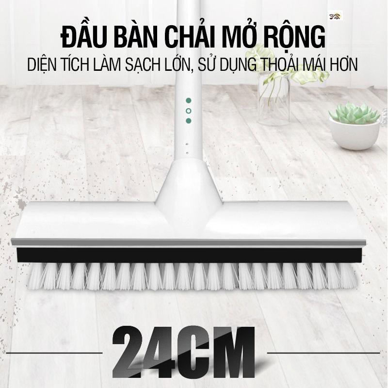 Cây chà sàn nhà tắm Kitimop-Z2 chổi cọ sàn và gạt nước đa năng 2 trong 1, cán thép không gỉ dài 127cm