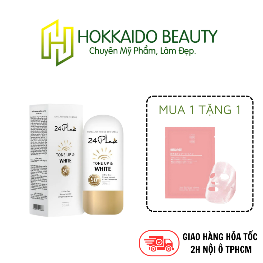 Thảo dược chống nắng trằng da, Kem Chống Nắng Tone Up & White 24Plus 50ml (Dược Phẩm Thuần Chay)