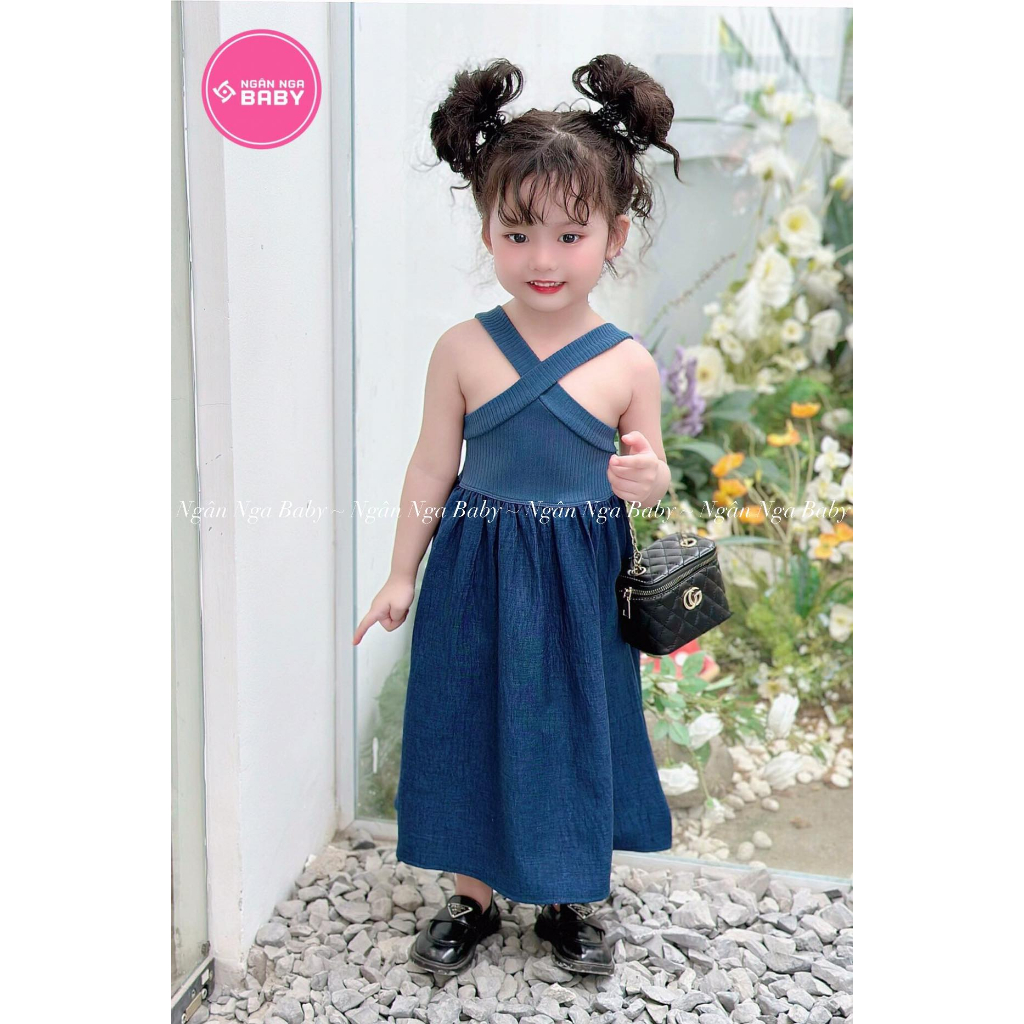 Váy thiết kế xịn OCEAN DRESS, Đầm dễ thương Ngân Nga Baby cho bé gái, Chất liệu siêu đẹp