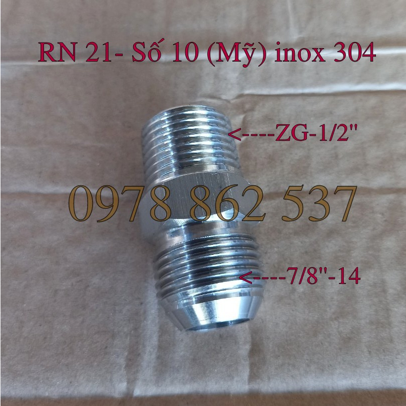Rắc co thuỷ lực inox 304 ZG1/2''- số 10 Mỹ