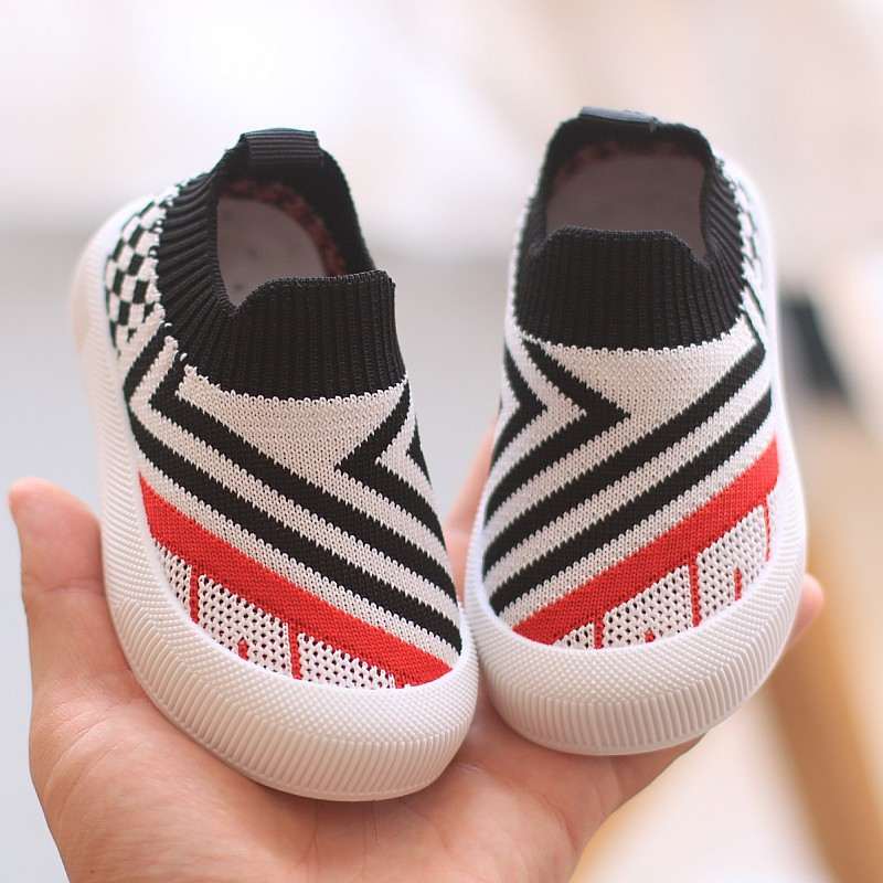 Giày cổ chun  kẻ phối màu phong cách cho bé trai bé gái