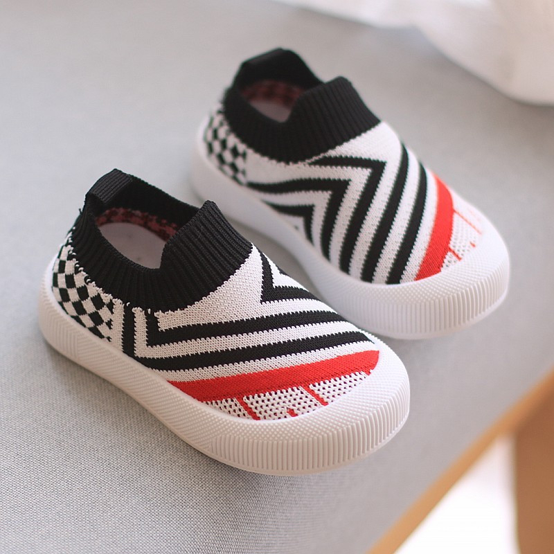 Giày cổ chun  kẻ phối màu phong cách cho bé trai bé gái