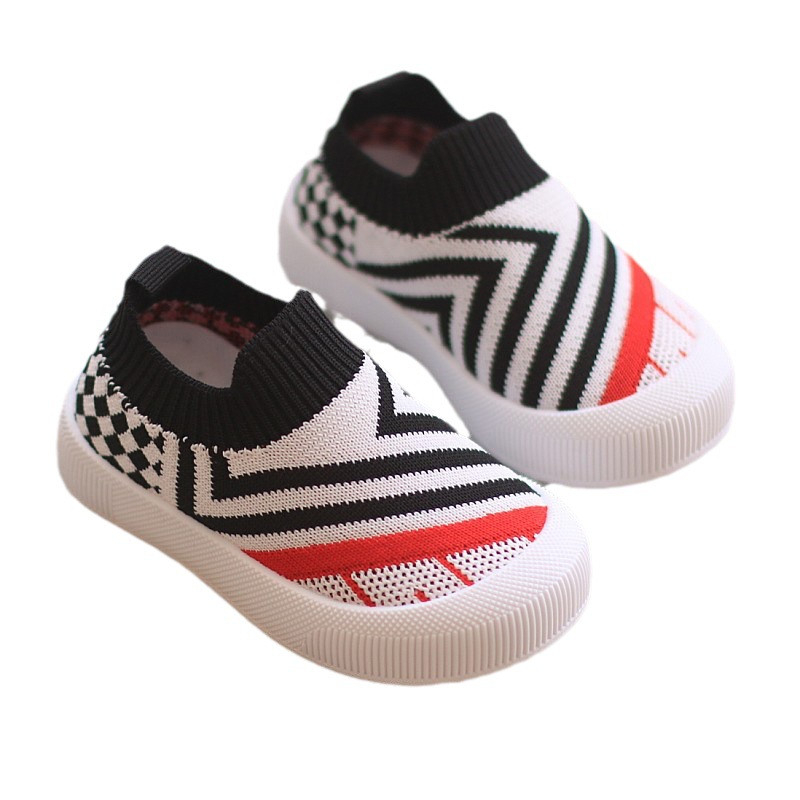 Giày cổ chun  kẻ phối màu phong cách cho bé trai bé gái