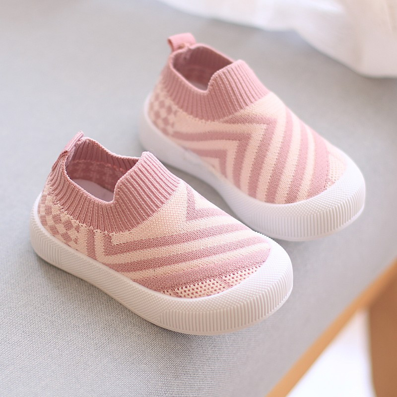 Giày cổ chun  kẻ phối màu phong cách cho bé trai bé gái