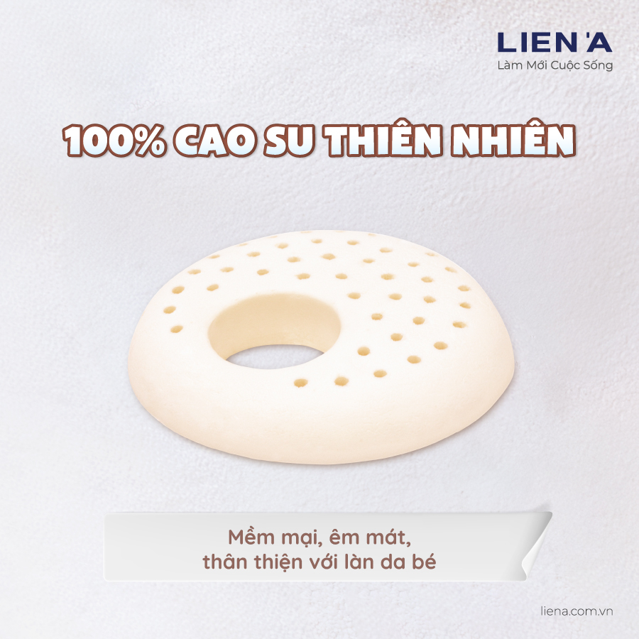 Gối sơ sinh Round Liên Á 100% cao su thiên nhiên an toàn lành tính cho bé