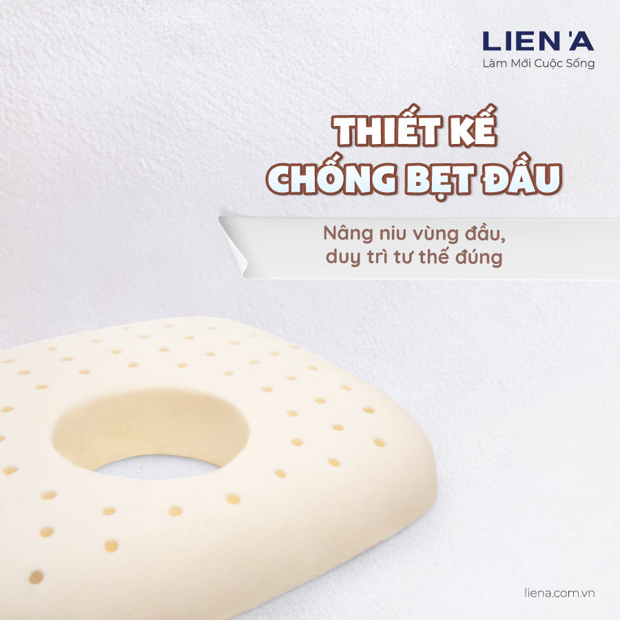 Gối sơ sinh Round Liên Á 100% cao su thiên nhiên an toàn lành tính cho bé