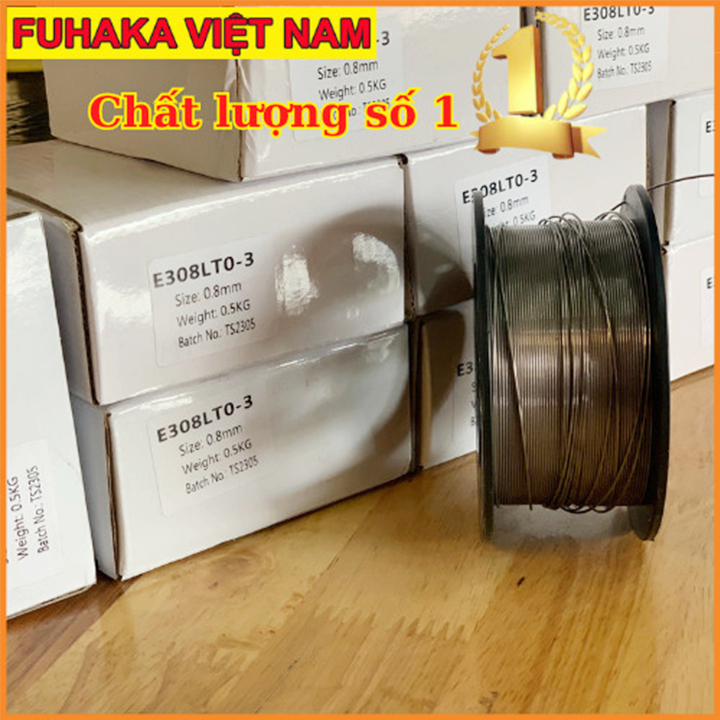 DÂY HÀN INOX KHÔNG DÙNG KHÍ 0.8MM 0.5KG đường hàn sáng trắng