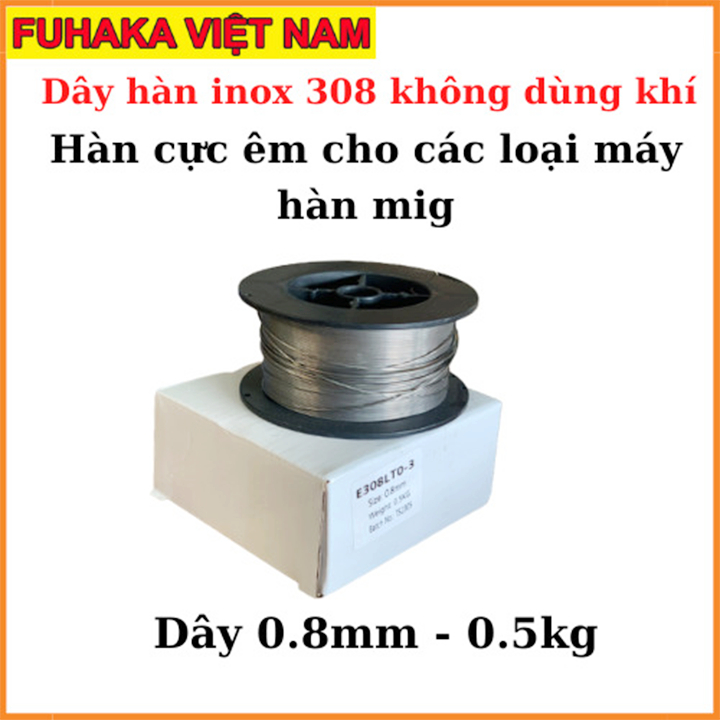 DÂY HÀN INOX KHÔNG DÙNG KHÍ 0.8MM 0.5KG đường hàn sáng trắng