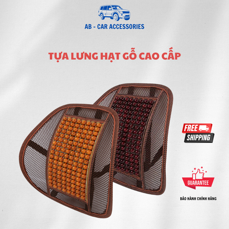 Tựa Lưng Hạt Gỗ Cho Ghế Ô Tô Và Văn Phòng - Tạo Tư Thế Ngồi Chính Xác Chống Mỏi Lưng, Thoáng Mát