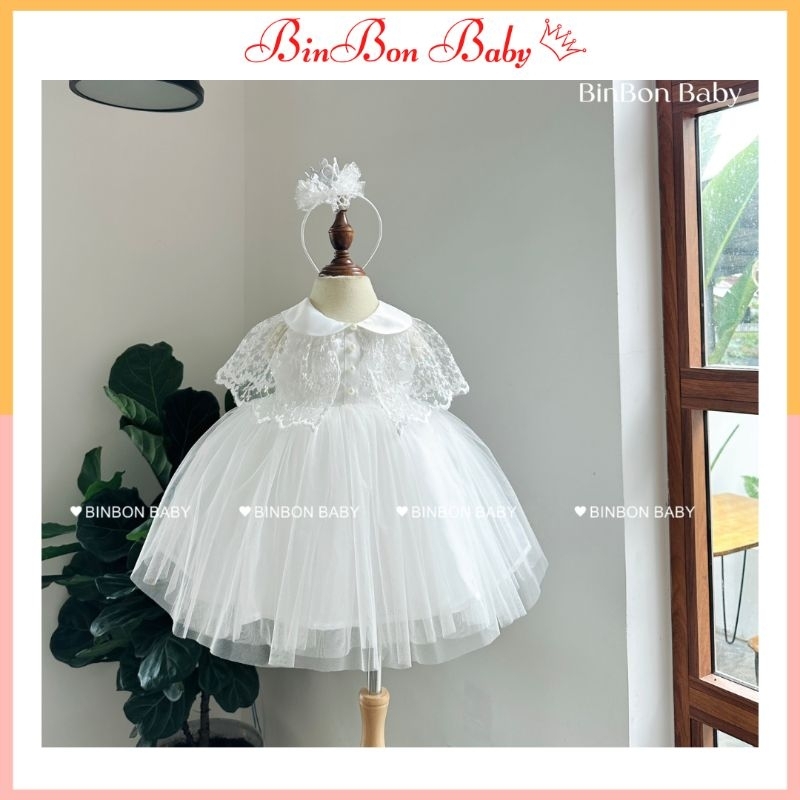 Váy công chúa cho bé BINBON BABY, đầm công chúa ren kèm choàng