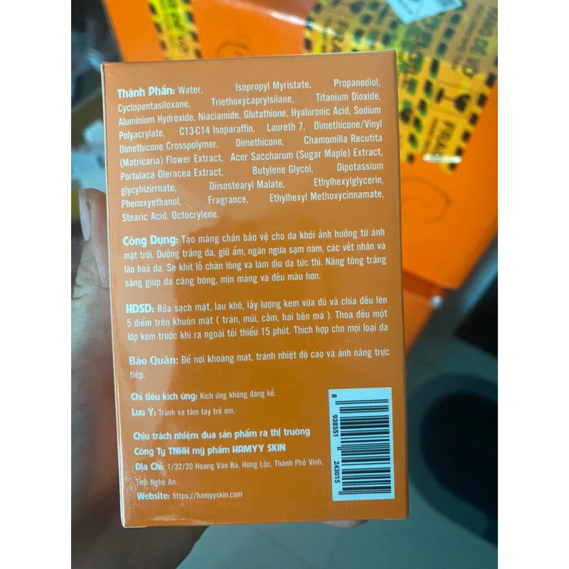 Kem Chống Nắng Hamyy Skin SPF 50++++ chính hãng