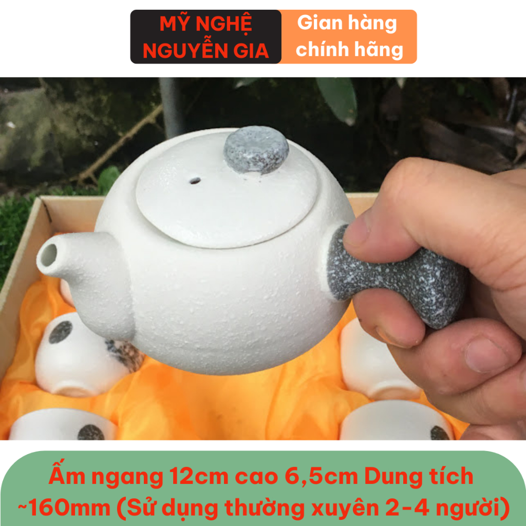 Bộ ấm pha trà tuyết hoa 6 chén cao cấp