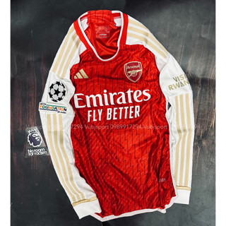 Áo bóng đá dài tay player bản cao cấp clb arsenal sân nhà màu đỏ 23/24