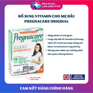 PREGNACARE ORIGINAL (Hàng nhập khẩu) - Chăm sóc dinh dưỡng trọn vẹn cho thai kì.