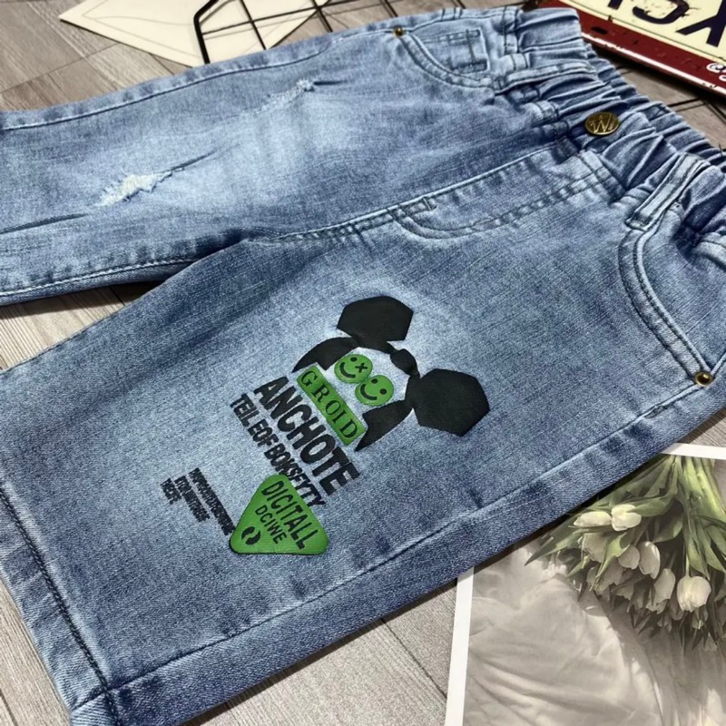 Quần Jean HB Jean Lửng Cho Bé Trai Mềm Mịn Phong Cách Từ 10-50Kg