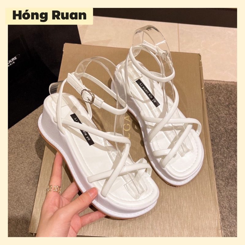 sandal đế cao dép xỏ ngón dây chéo siêu nhẹ 2024 du lịch tiểu thư bánh bèo đi biển