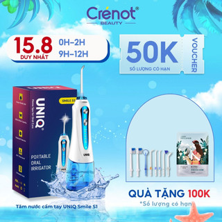 Tăm Nước Cầm Tay UNIQ Smile S1 máy vệ sinh răng miệng waterpik gia đình mini xịt xỉa rửa sạch răng niềng cạo lưỡi 300ml