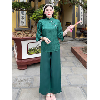 Đồ lam đi chùa - Bộ Pháp Phục lụa gấm cổ tàu cao cấp