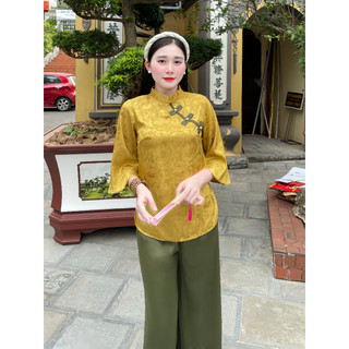 Đồ lam đi chùa - Bộ Pháp Phục lụa gấm cổ tàu cao cấp