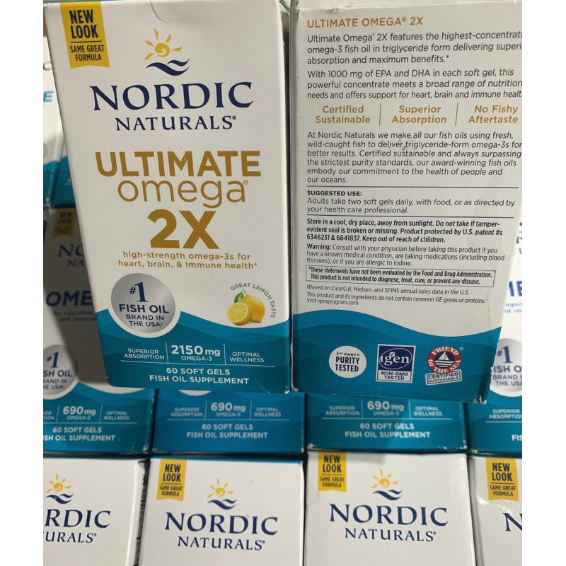 Viên Nordic Naturals Ultimate Omega, Vị chanh - 1280 mg Omega 2x 60 viên[Hàng Mỹ]