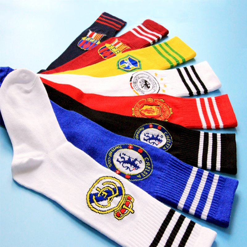 Vớ Bóng Đá Tất Đá Banh CLB Cổ Cao Co Giãn Chống Trơn Trượt Cho Trẻ Em & Người Lớn Chelsea MU Real Barca Argentina Brazin