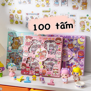 [ 30 Mẫu Hộp Sticker] Hộp 100 tấm, 1000 sticker dễ thương dán trang trí bình nước, sổ tay, điện thoại Tiệm Ốc Sột-ST001