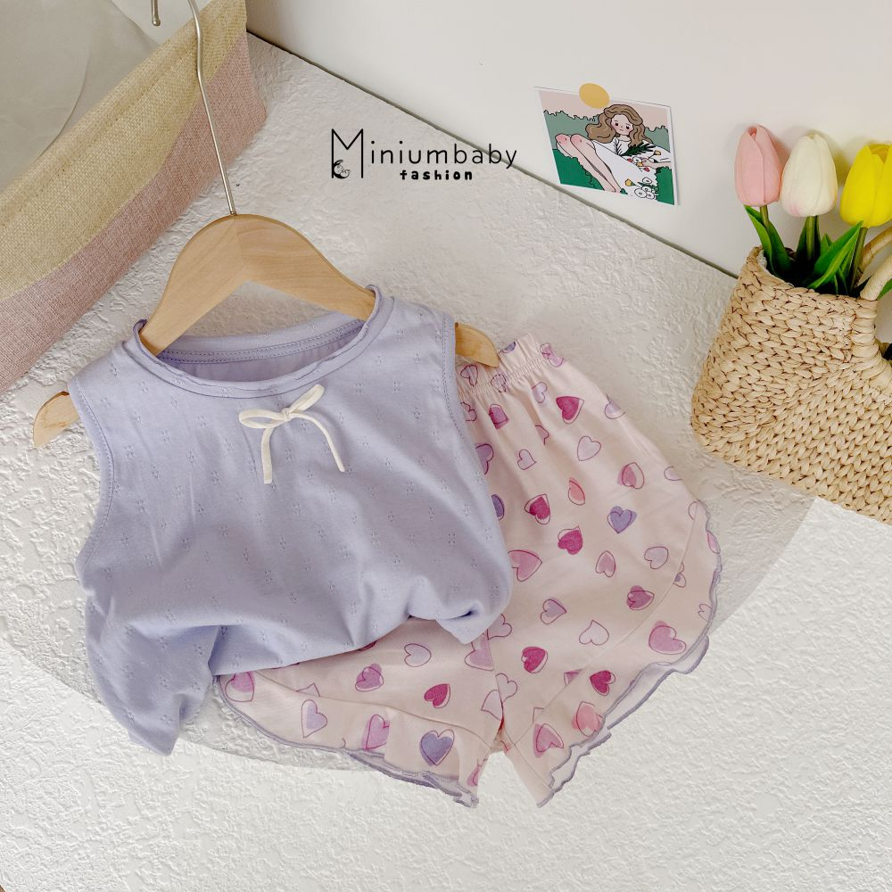 Bộ quần áo mặc nhà, đi chơi cho bé gái, chất liệu cotton mềm mịn thoáng mát, miniumbabyfashion SB1492