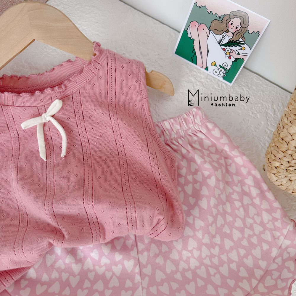 Bộ quần áo mặc nhà, đi chơi cho bé gái, chất liệu cotton mềm mịn thoáng mát, miniumbabyfashion SB1492