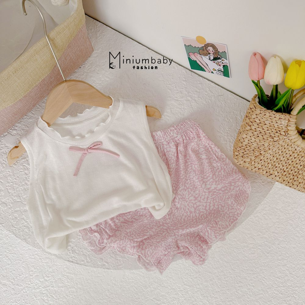 Bộ quần áo mặc nhà, đi chơi cho bé gái, chất liệu cotton mềm mịn thoáng mát, miniumbabyfashion SB1492