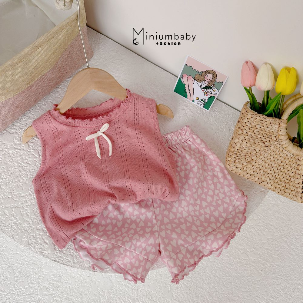 Bộ quần áo mặc nhà, đi chơi cho bé gái, chất liệu cotton mềm mịn thoáng mát, miniumbabyfashion SB1492
