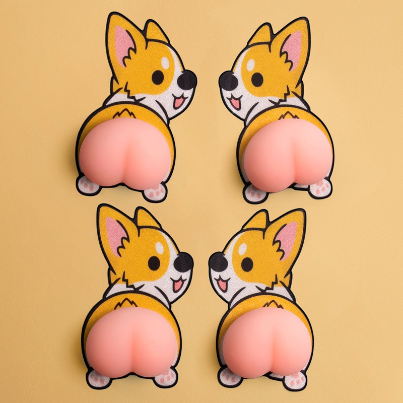Chan Đầu Nhọn Miếng Dán Mông Sillicon Sticker Quả Đào Mông Shin Mông Voi Mông Chó Thú Bóp Giảm Stress, Siêu Hot, Dá