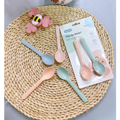 Bộ 4 Thìa Ăn Cho Bé Amori, Thìa Nhựa Cao Cấp Inochi Tiêu Chuẩn Nhật