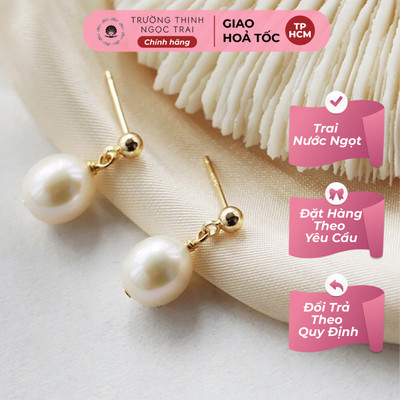 Bông Tai Titan Mix Hạt Ngọc Trai 10ly Sang Trọng - Ngọc Trai Trường Thịnh