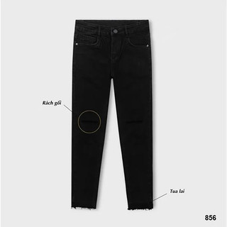 Quần dài jean nam basic LB, jean co giãn cắt rách gối,size 28-34, QJSH1991