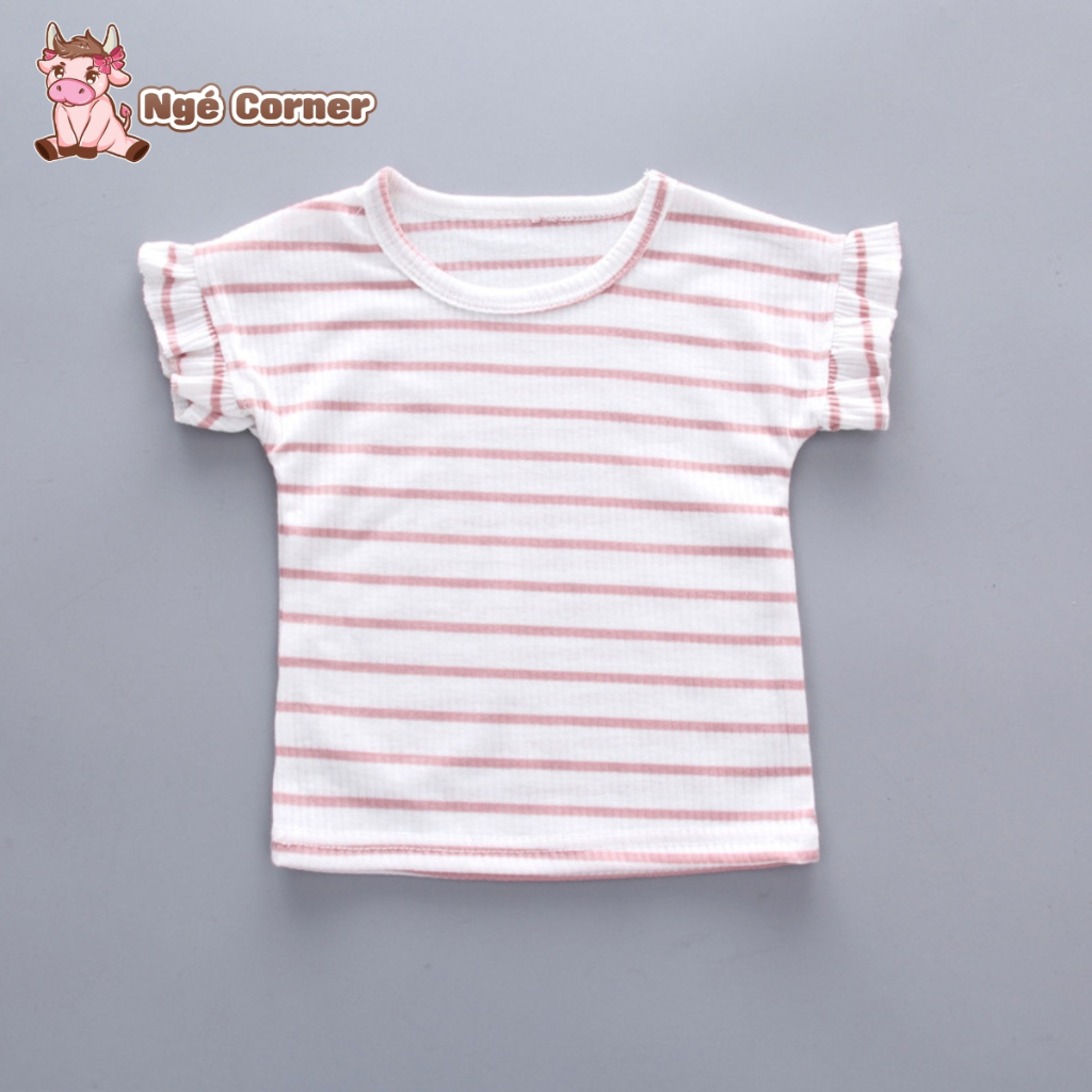 Set Yếm Thun Công Chúa Kẻ Ngang Cho Bé Gái Cực Đáng Yêu, Bộ Yếm Ngắn Tay Cho Bé