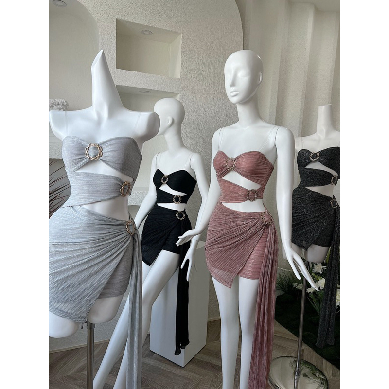 ĐẦM QUÂY BODY NHŨ KHOÁ TRÒN CUT OUT SEXY DỰ TIỆC