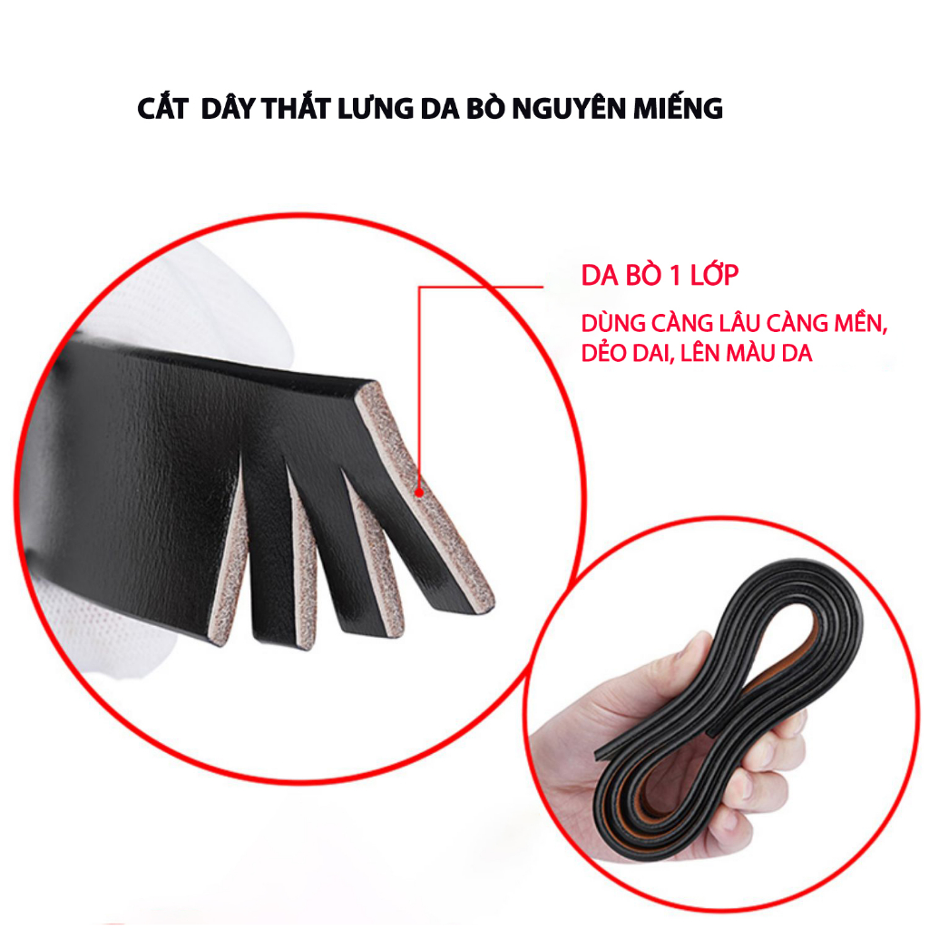Dây thắt lưng nam không đầu khóa dây nịt nam da bò nguyên tấm Menwis D01 bản dây 3.4cm khóa tự động