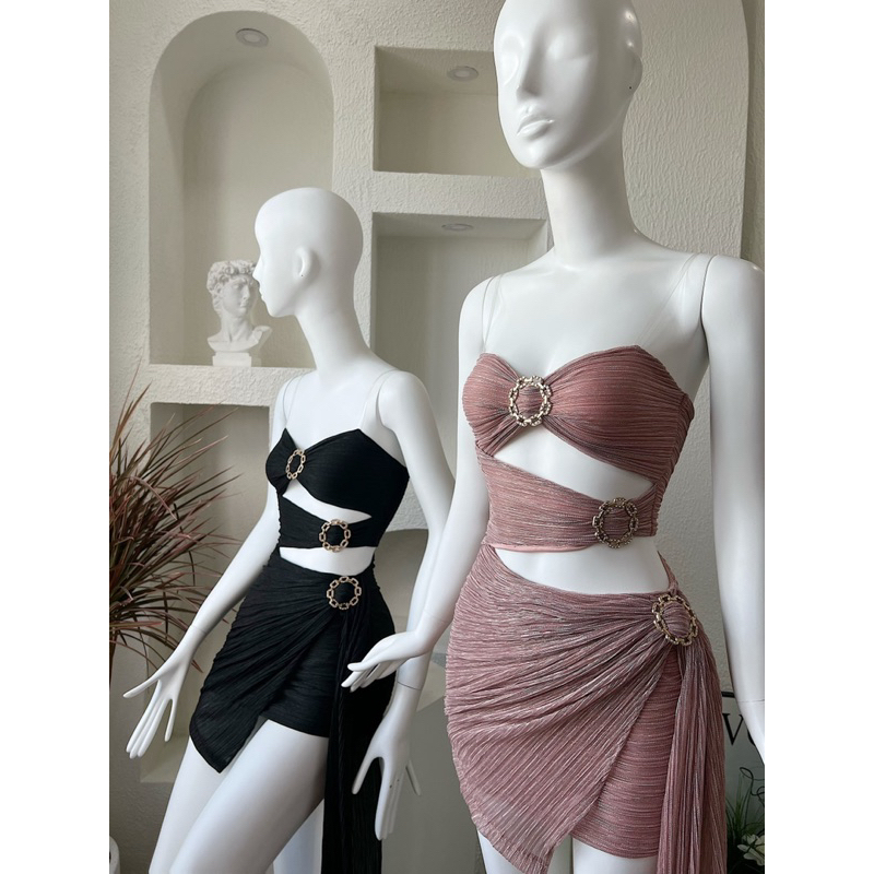 ĐẦM QUÂY BODY NHŨ KHOÁ TRÒN CUT OUT SEXY DỰ TIỆC