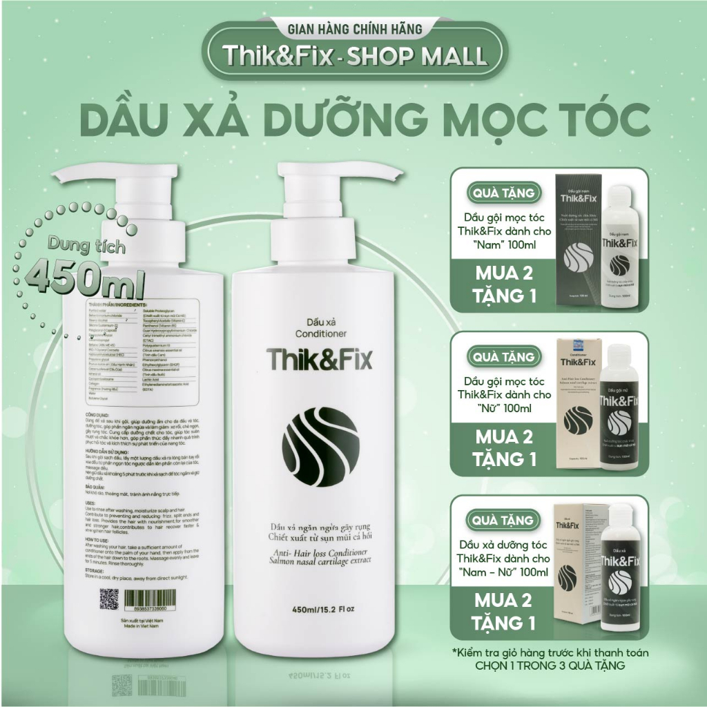 [HÀNG CHÍNH HÃNG] Dầu Xả dưỡng tóc Thik&Fix - Phục hồi nang tóc, kích thích mọc tóc, dưỡng tóc chắc khỏe.