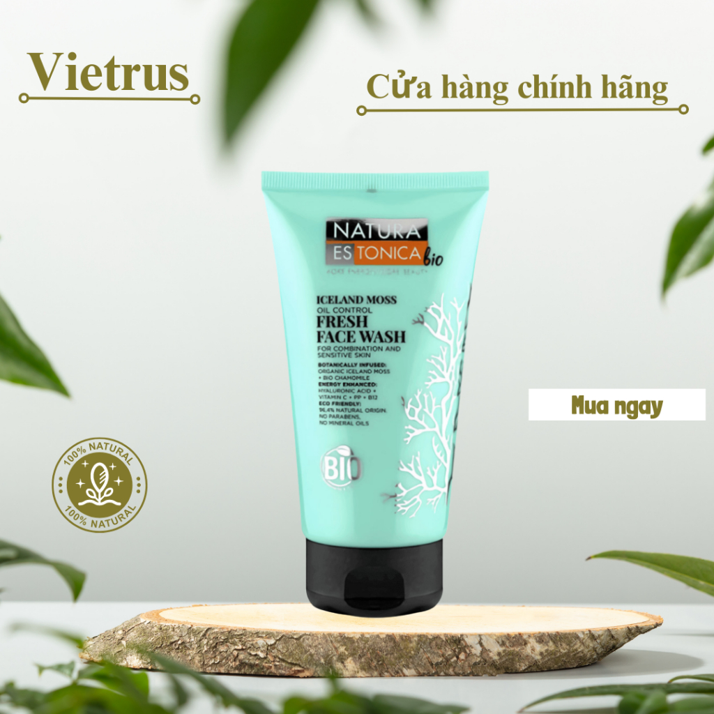 Sữa rửa mặt  NATURA ESTONICA BIO FRESH cho da hỗn hợp và nhạy cảm ICELAND MOSS OIL CONTROL nhập khẩu Nga