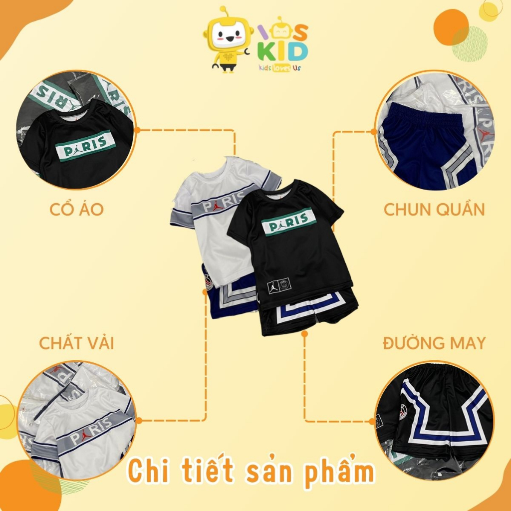 Bộ thể thao thun lạnh Pa.ris có 2 màu cho bé trai size từ 14-35 cân