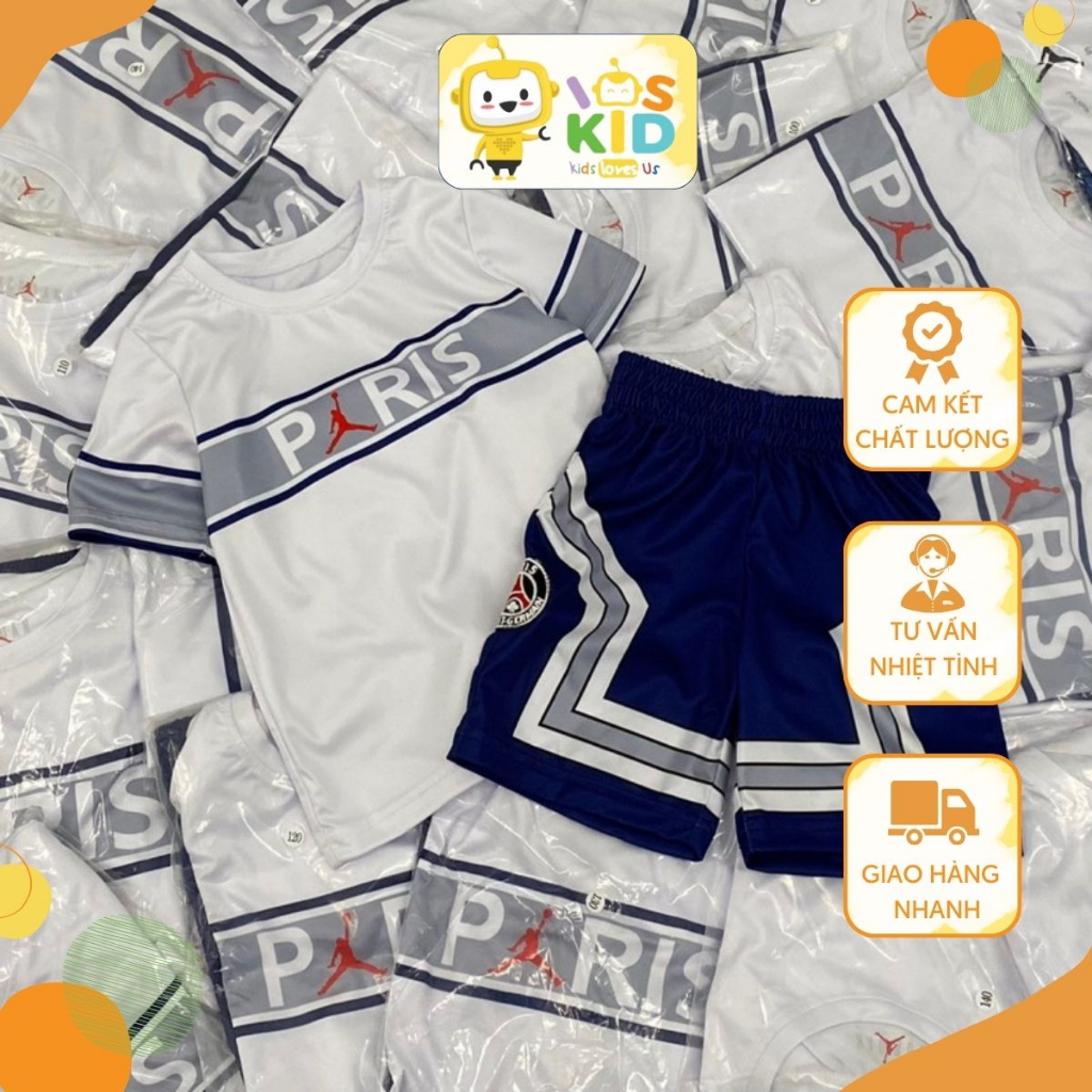 Bộ thể thao thun lạnh Pa.ris có 2 màu cho bé trai size từ 14-35 cân