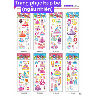 Tệp hình dán stick 3d công chúa thay trang phục cho bé iu