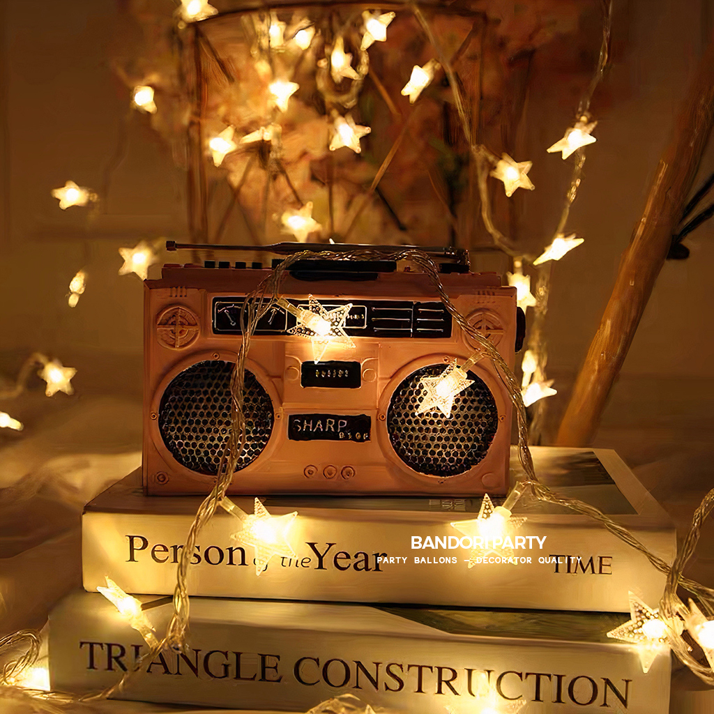 Dây Đèn Led Ngôi Sao Trang Trí Màu Nắng Ấm 20 Bóng Dài 3M Bandori