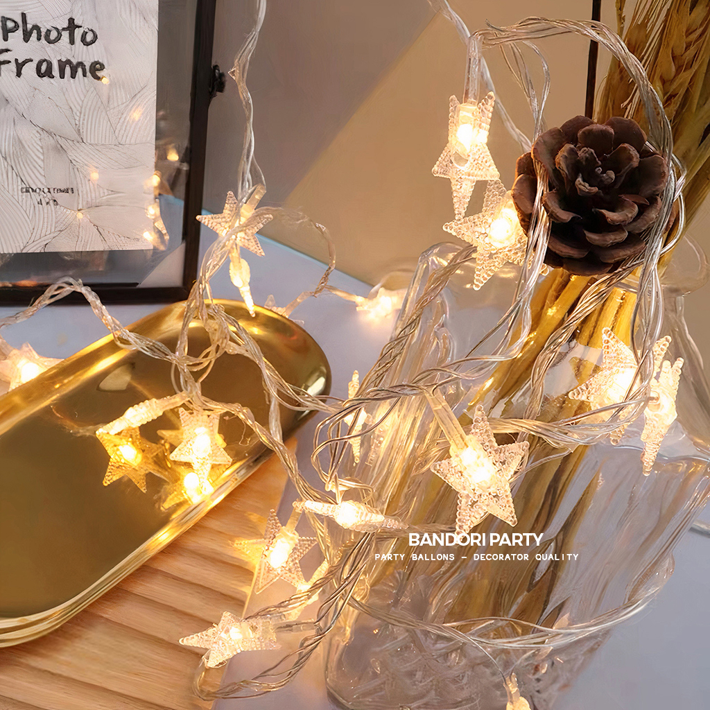 Dây Đèn Led Ngôi Sao Trang Trí Màu Nắng Ấm 20 Bóng Dài 3M Bandori