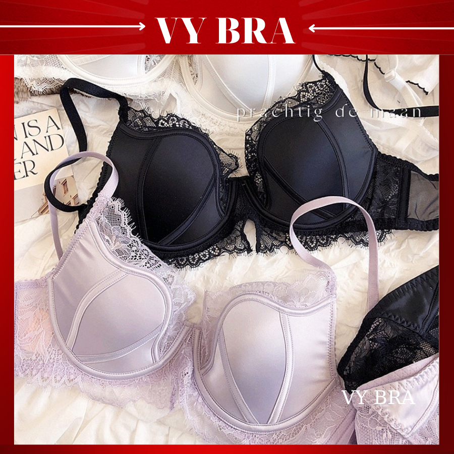 MÃ 0221 - Bộ đồ lót nữ đệm mỏng 0,5cm cup ngang, có gọng nâng ngực tự nhiên sexy ren lụa satin nâng v1.